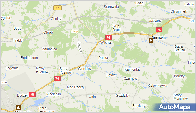 mapa Dudka gmina Borowie, Dudka gmina Borowie na mapie Targeo