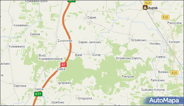 mapa Dunaj gmina Stupsk, Dunaj gmina Stupsk na mapie Targeo