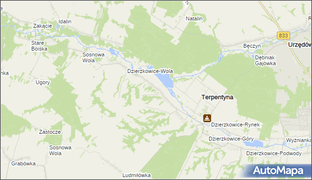 mapa Dzierzkowice-Zastawie, Dzierzkowice-Zastawie na mapie Targeo