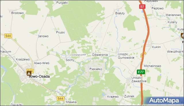 mapa Dźwierznia, Dźwierznia na mapie Targeo