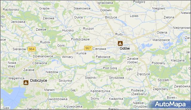 mapa Fałkowice gmina Gdów, Fałkowice gmina Gdów na mapie Targeo