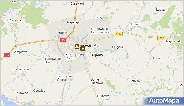 mapa Fijewo gmina Lubawa, Fijewo gmina Lubawa na mapie Targeo