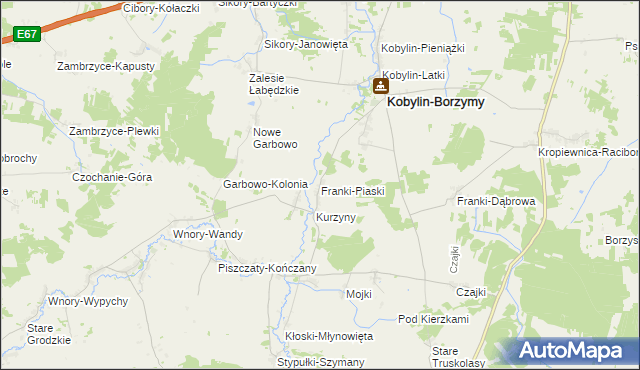 mapa Franki-Piaski, Franki-Piaski na mapie Targeo