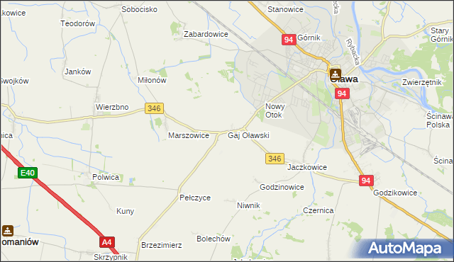 mapa Gaj Oławski, Gaj Oławski na mapie Targeo