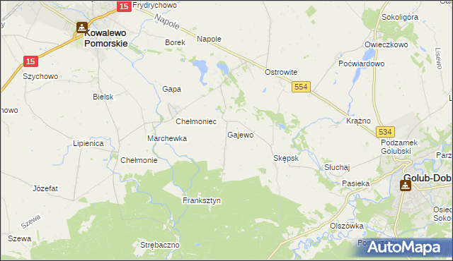 mapa Gajewo gmina Golub-Dobrzyń, Gajewo gmina Golub-Dobrzyń na mapie Targeo