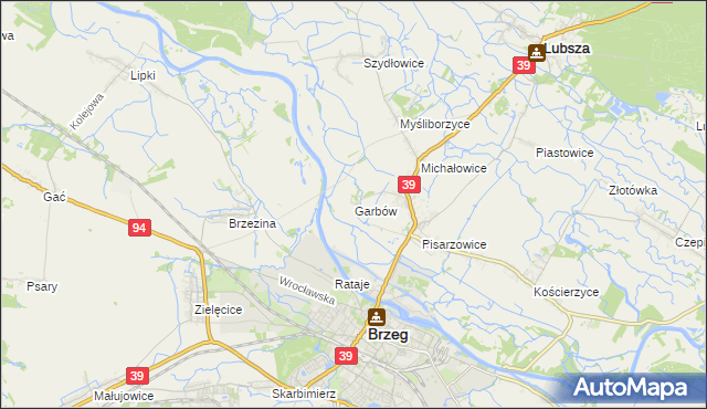 mapa Garbów gmina Lubsza, Garbów gmina Lubsza na mapie Targeo