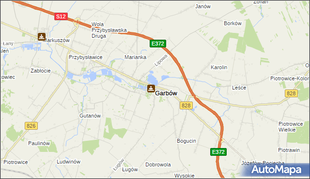 mapa Garbów powiat lubelski, Garbów powiat lubelski na mapie Targeo