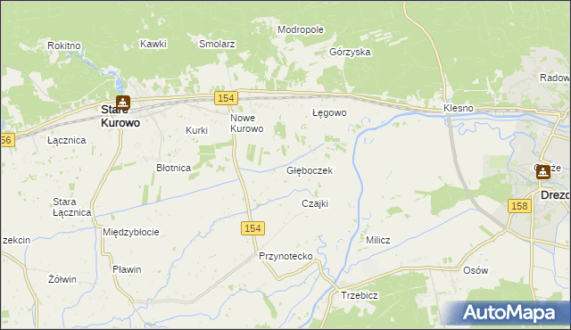 mapa Głęboczek gmina Stare Kurowo, Głęboczek gmina Stare Kurowo na mapie Targeo