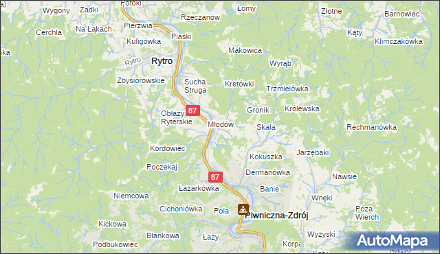 mapa Głębokie gmina Piwniczna-Zdrój, Głębokie gmina Piwniczna-Zdrój na mapie Targeo