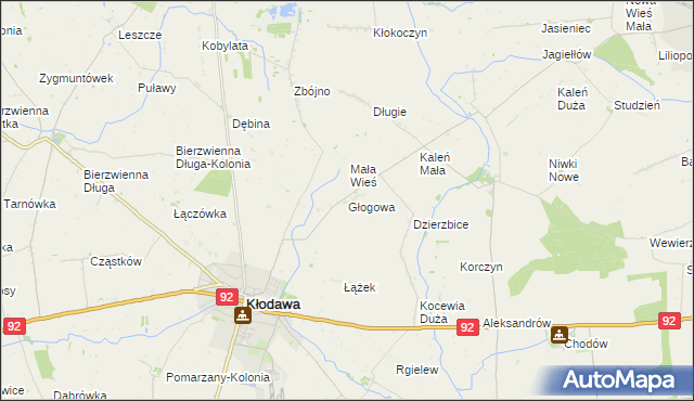 mapa Głogowa gmina Kłodawa, Głogowa gmina Kłodawa na mapie Targeo