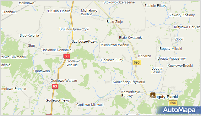 mapa Godlewo-Łuby, Godlewo-Łuby na mapie Targeo