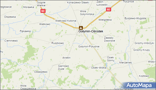 mapa Gołymin-Południe, Gołymin-Południe na mapie Targeo