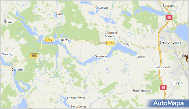 mapa Gordejki, Gordejki na mapie Targeo