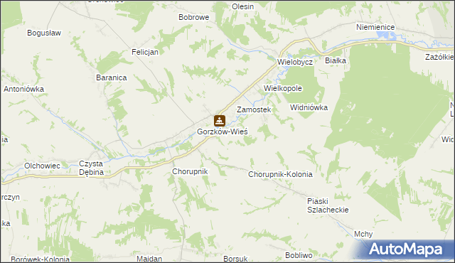 mapa Góry gmina Gorzków, Góry gmina Gorzków na mapie Targeo