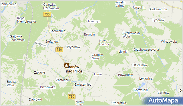 mapa Grabów Nowy, Grabów Nowy na mapie Targeo