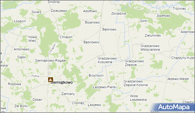 mapa Gradzanowo Kościelne, Gradzanowo Kościelne na mapie Targeo