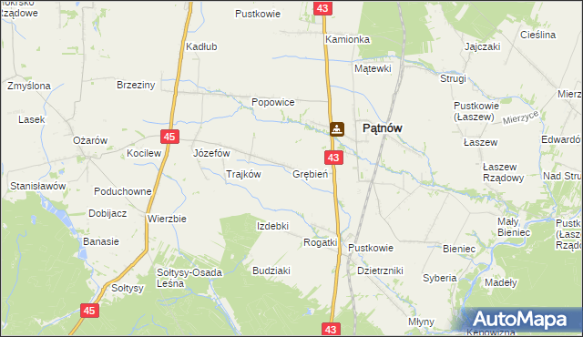 mapa Grębień, Grębień na mapie Targeo