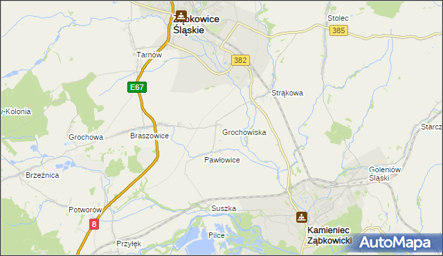 mapa Grochowiska gmina Ząbkowice Śląskie, Grochowiska gmina Ząbkowice Śląskie na mapie Targeo