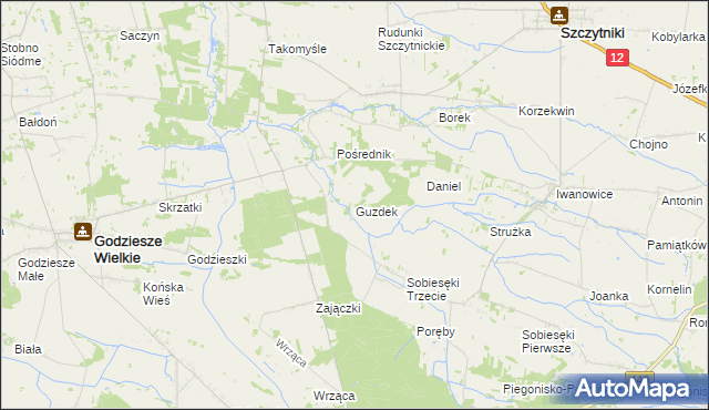 mapa Guzdek, Guzdek na mapie Targeo