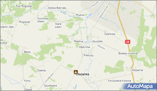 mapa Hadynów, Hadynów na mapie Targeo