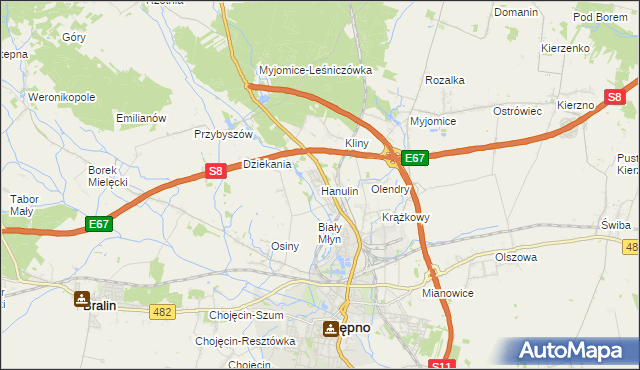 mapa Hanulin, Hanulin na mapie Targeo