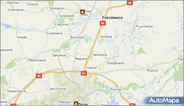mapa Hanuszów, Hanuszów na mapie Targeo