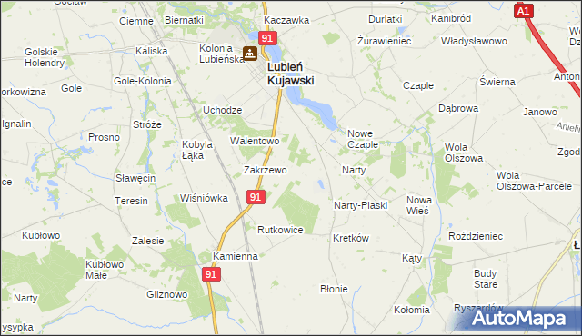 mapa Henryków gmina Lubień Kujawski, Henryków gmina Lubień Kujawski na mapie Targeo