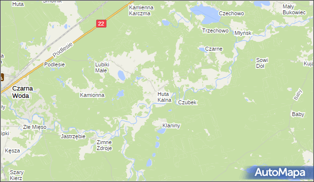 mapa Huta Kalna, Huta Kalna na mapie Targeo