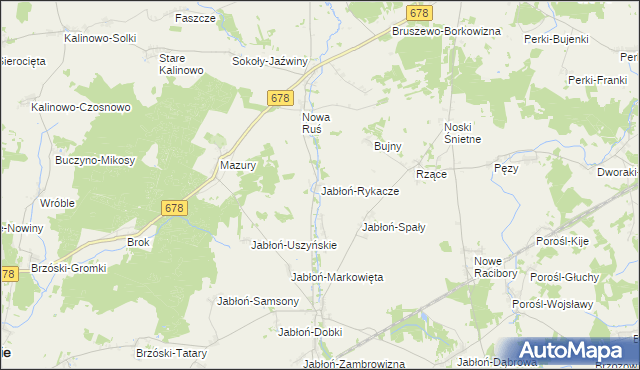 mapa Jabłoń-Rykacze, Jabłoń-Rykacze na mapie Targeo