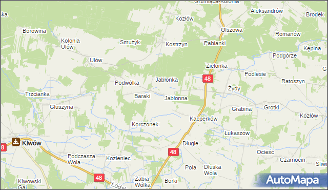 mapa Jabłonna gmina Wyśmierzyce, Jabłonna gmina Wyśmierzyce na mapie Targeo