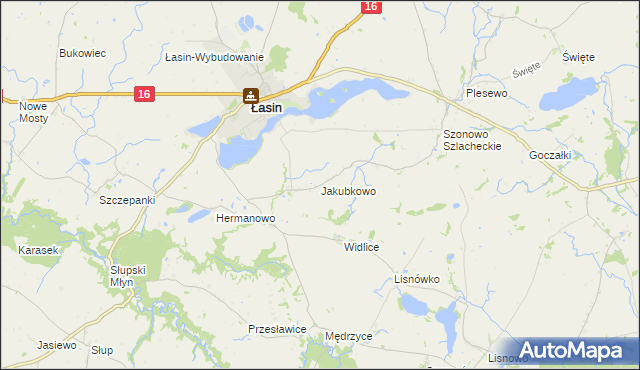 mapa Jakubkowo gmina Łasin, Jakubkowo gmina Łasin na mapie Targeo