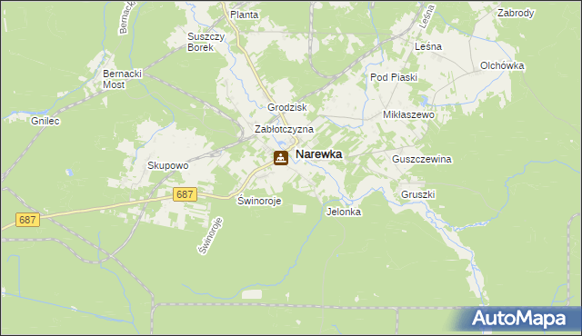 mapa Janowo gmina Narewka, Janowo gmina Narewka na mapie Targeo