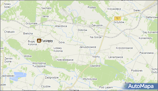 mapa Januszkowice gmina Tuczępy, Januszkowice gmina Tuczępy na mapie Targeo