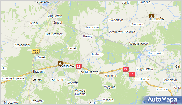 mapa Jastrząb gmina Gielniów, Jastrząb gmina Gielniów na mapie Targeo