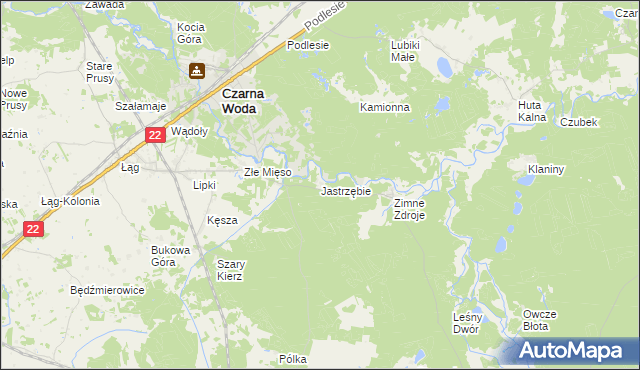 mapa Jastrzębie gmina Osieczna, Jastrzębie gmina Osieczna na mapie Targeo