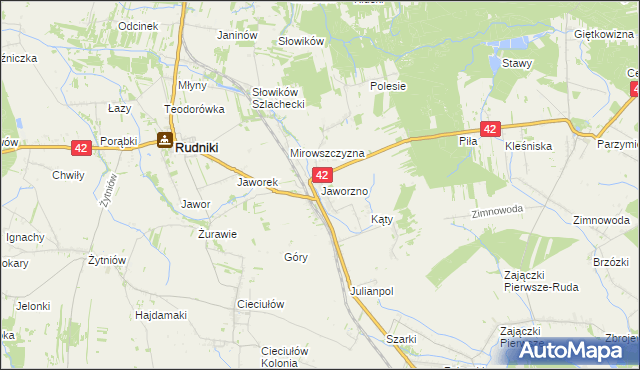 mapa Jaworzno gmina Rudniki, Jaworzno gmina Rudniki na mapie Targeo