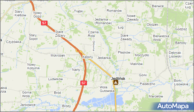 mapa Jedlanka gmina Jedlińsk, Jedlanka gmina Jedlińsk na mapie Targeo