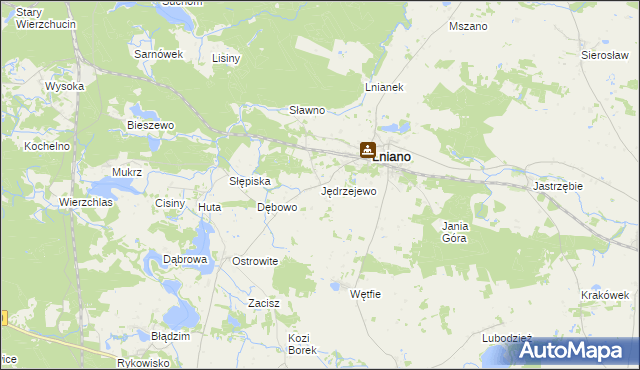mapa Jędrzejewo gmina Lniano, Jędrzejewo gmina Lniano na mapie Targeo