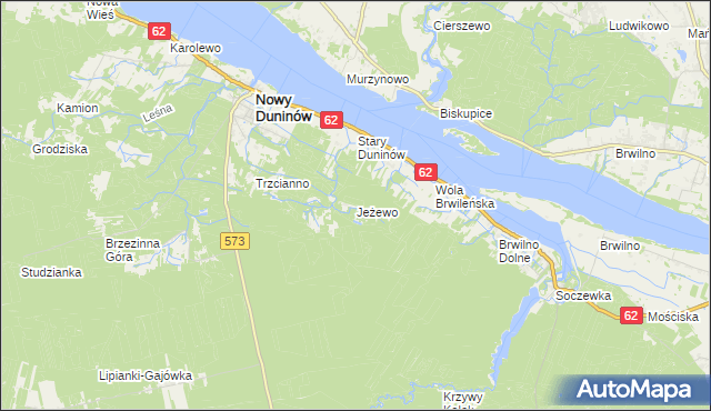 mapa Jeżewo gmina Nowy Duninów, Jeżewo gmina Nowy Duninów na mapie Targeo