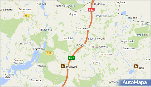 mapa Jeziorki gmina Szypliszki, Jeziorki gmina Szypliszki na mapie Targeo