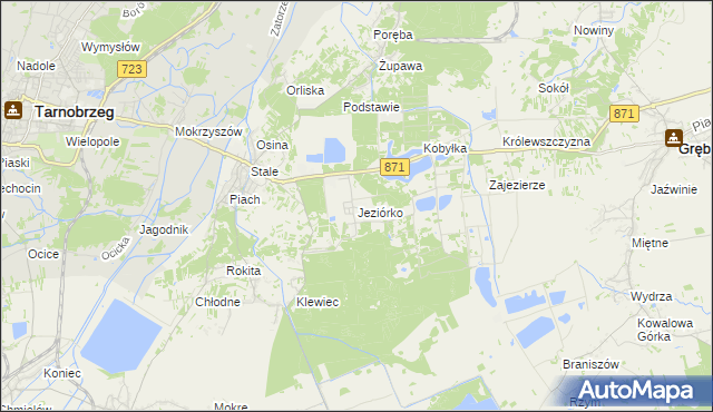 mapa Jeziórko gmina Grębów, Jeziórko gmina Grębów na mapie Targeo