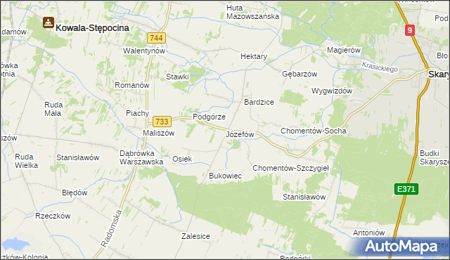 mapa Józefów gmina Kowala, Józefów gmina Kowala na mapie Targeo