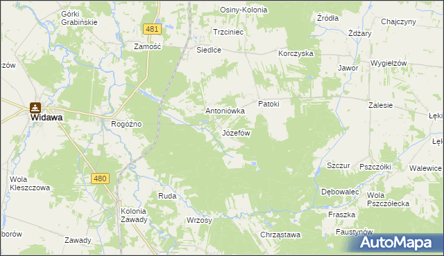 mapa Józefów Widawski, Józefów Widawski na mapie Targeo