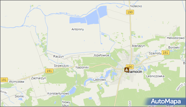 mapa Józefowice gmina Szamocin, Józefowice gmina Szamocin na mapie Targeo