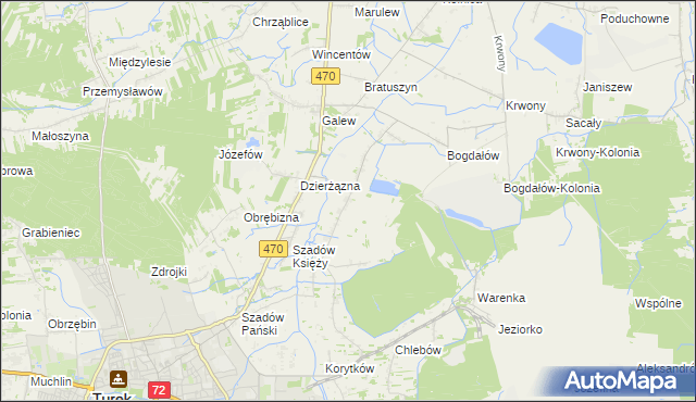 mapa Kalinowa gmina Turek, Kalinowa gmina Turek na mapie Targeo