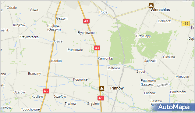 mapa Kamionka gmina Pątnów, Kamionka gmina Pątnów na mapie Targeo