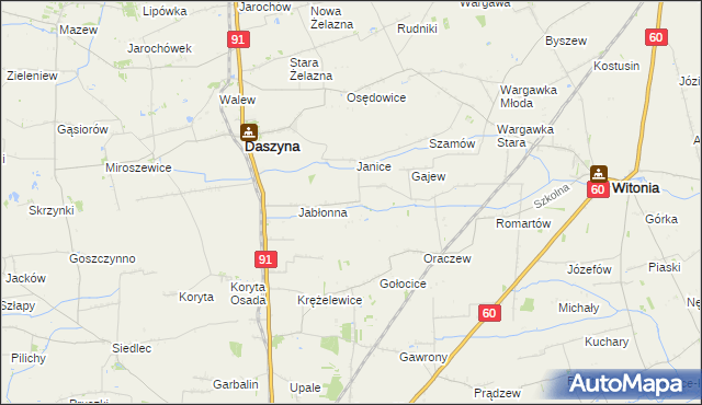 mapa Karkoszki gmina Daszyna, Karkoszki gmina Daszyna na mapie Targeo