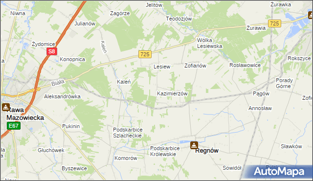 mapa Kazimierzów gmina Regnów, Kazimierzów gmina Regnów na mapie Targeo