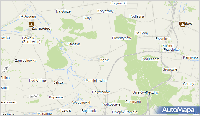 mapa Kępie gmina Kozłów, Kępie gmina Kozłów na mapie Targeo