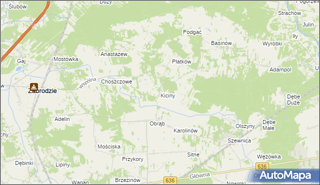 mapa Kiciny, Kiciny na mapie Targeo